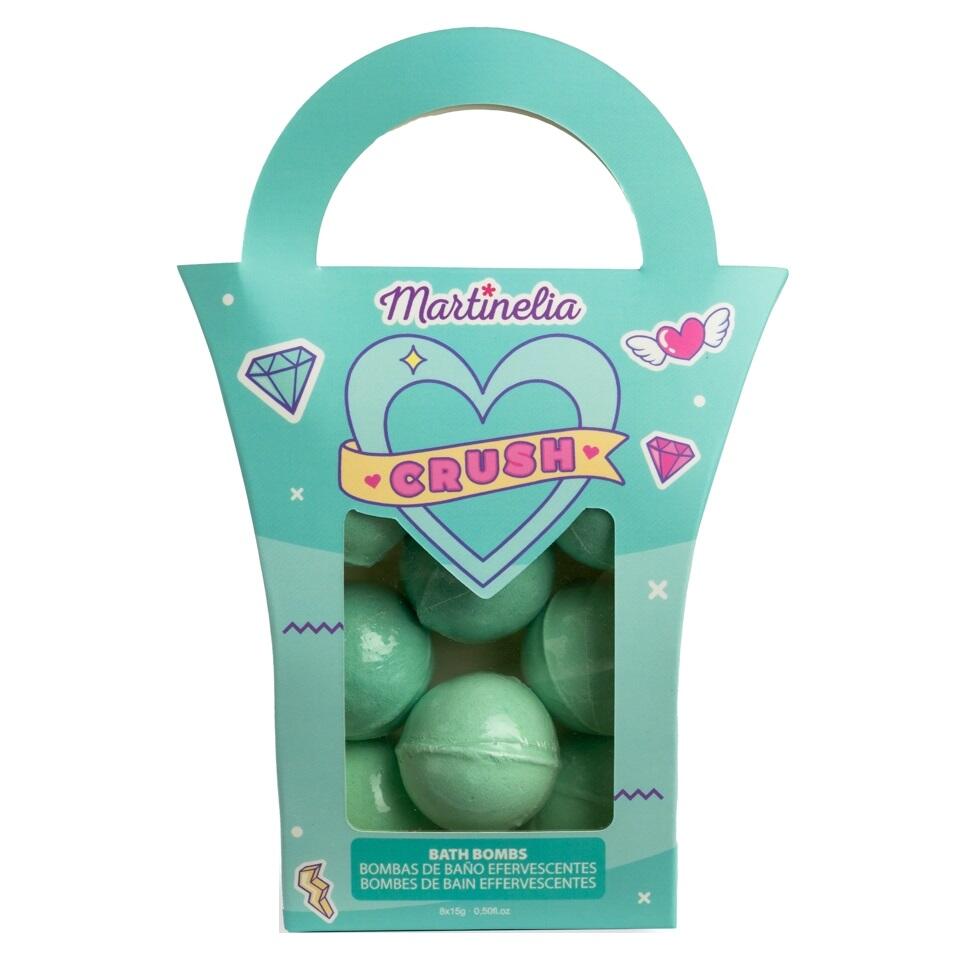 Set 8 bile efervescente de baie Crush, culoarea verde, 8 x 15 gr, Martinelia