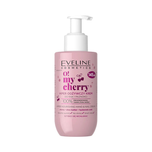 Cremă hiper nutritiva pentru Maini si Unghii uscate Eveline O My Cherry, 145 ml