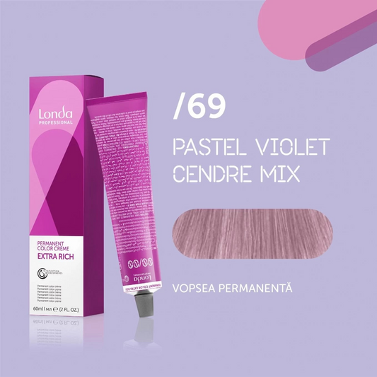 Vopsea de păr Extra Rich Permanent Color /69, Pastel violet cendre mix, 60 ml, Londa Professional