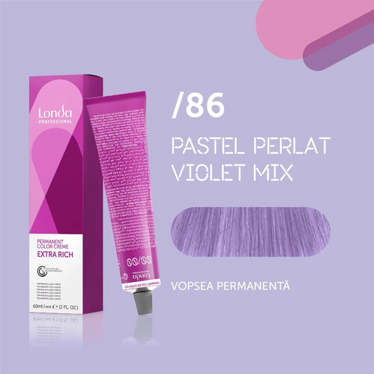 Vopsea de păr Extra Rich Permanent Color /86, Pastel perlat violet mix, 60 ml, Londa Professional